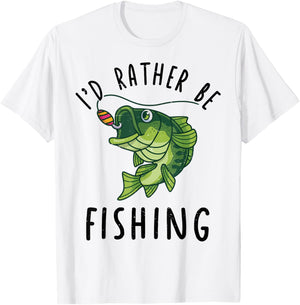 Youth Id Rather Be Bass Fishing-Shirt Kids Boy Funny Toddler T-Shirt - T-Shirt | White