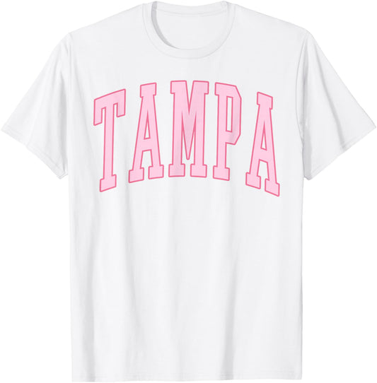 Tampa Vintage Preppy Varsity Pink Sports T-Shirt - T-Shirt | White