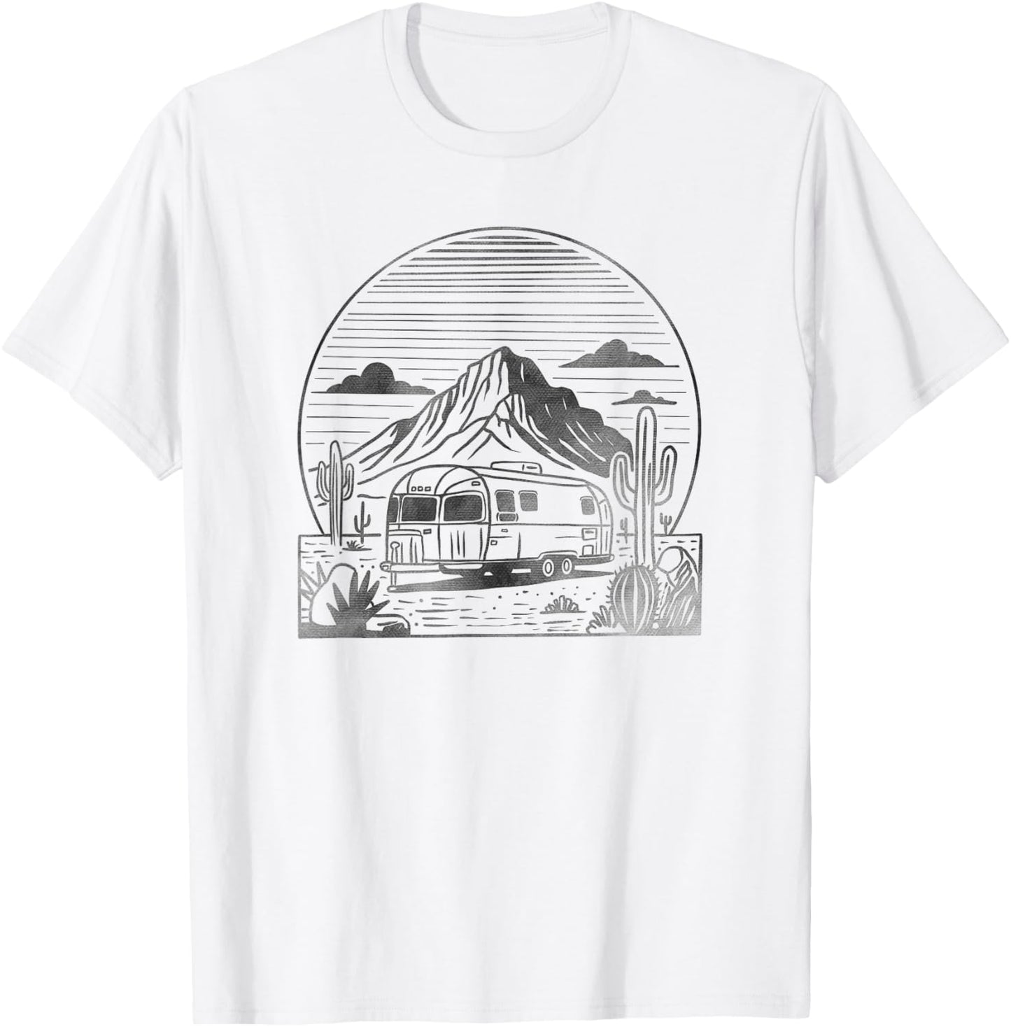 Retro Travel Trailer Desert Sunset Vintage Airstream T-Shirt - T-Shirt | White