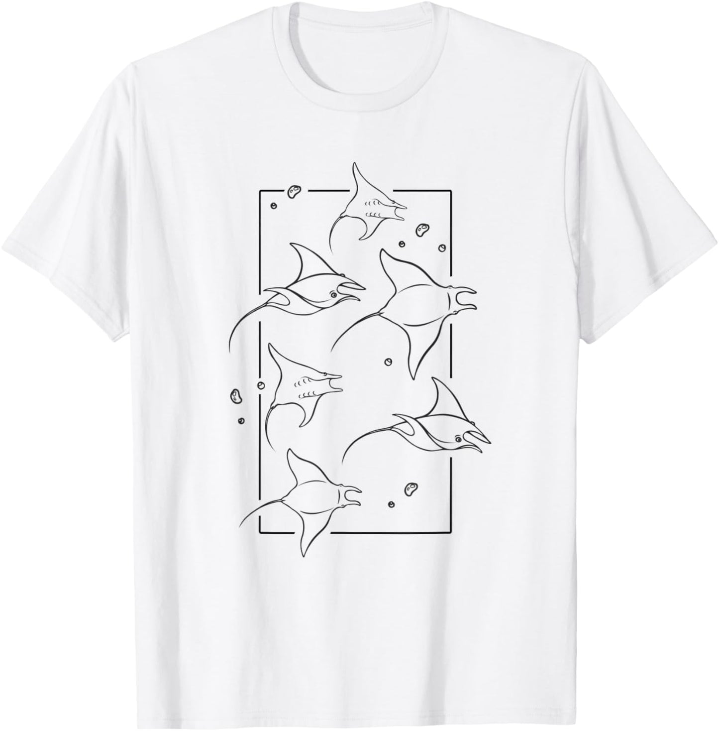 Devil Stingray Mobula Manta Ray Fish Swim in a Shoal T-Shirt - T-Shirt | White