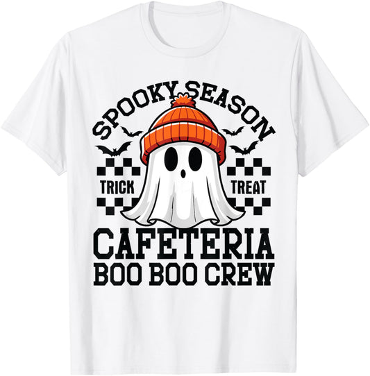 Spooky Season A Cafeteria Boo Crew Teacher Lunch Lady Squad T-Shirt - T-Shirt | White