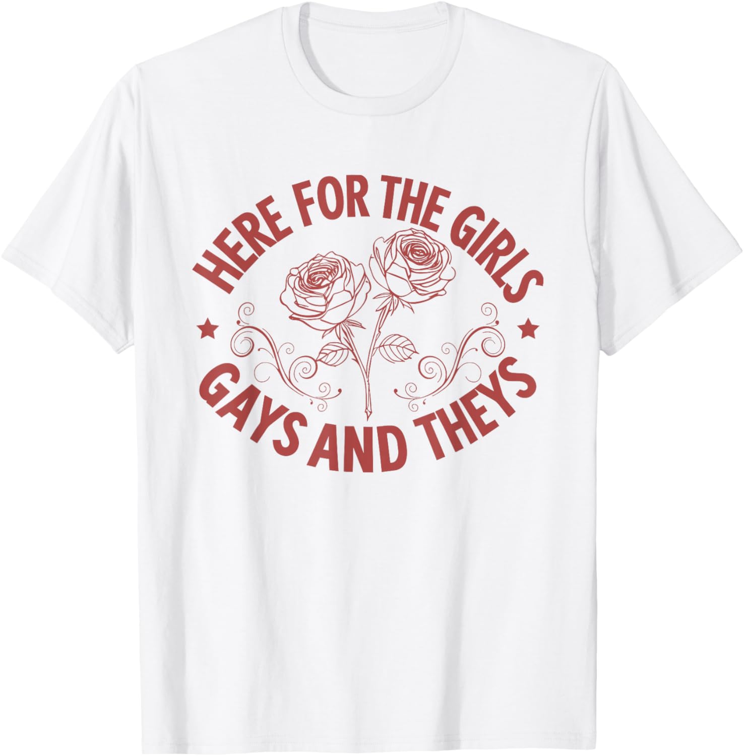 Floral Retro Here for the Girls Gays and Theys Queer LGBT T-Shirt - T-Shirt | White