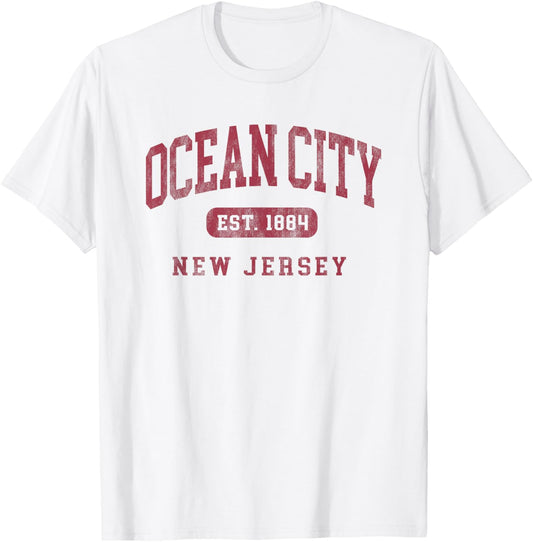 Ocean City New Jersey NJ Vintage Established Beach Souvenir T-Shirt - T-Shirt | White