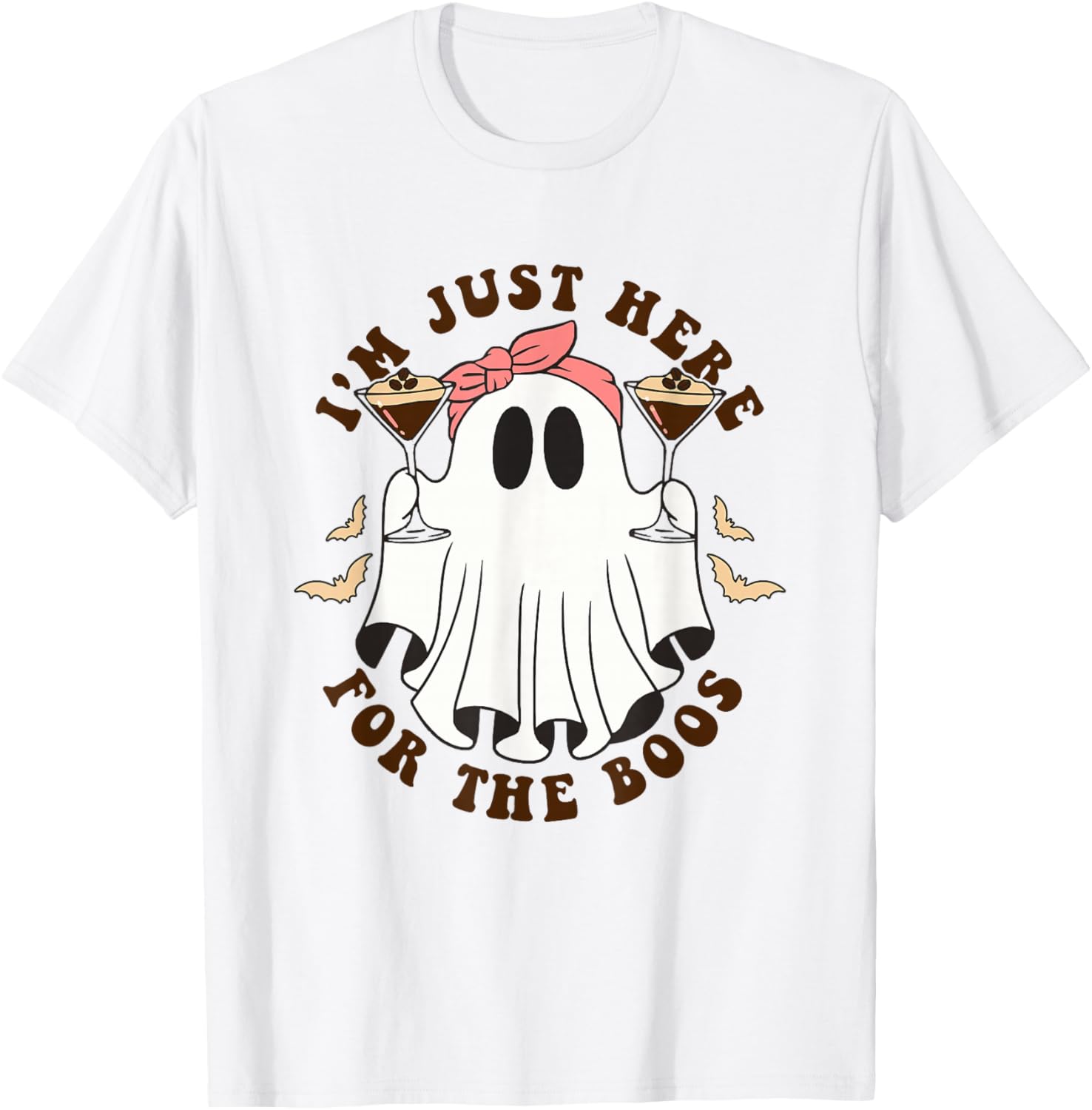 I'm Just Here for The Boos Halloween Espresso Martini Ghost T-Shirt - T-Shirt | White