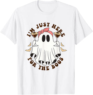 I'm Just Here for The Boos Halloween Espresso Martini Ghost T-Shirt - T-Shirt | White