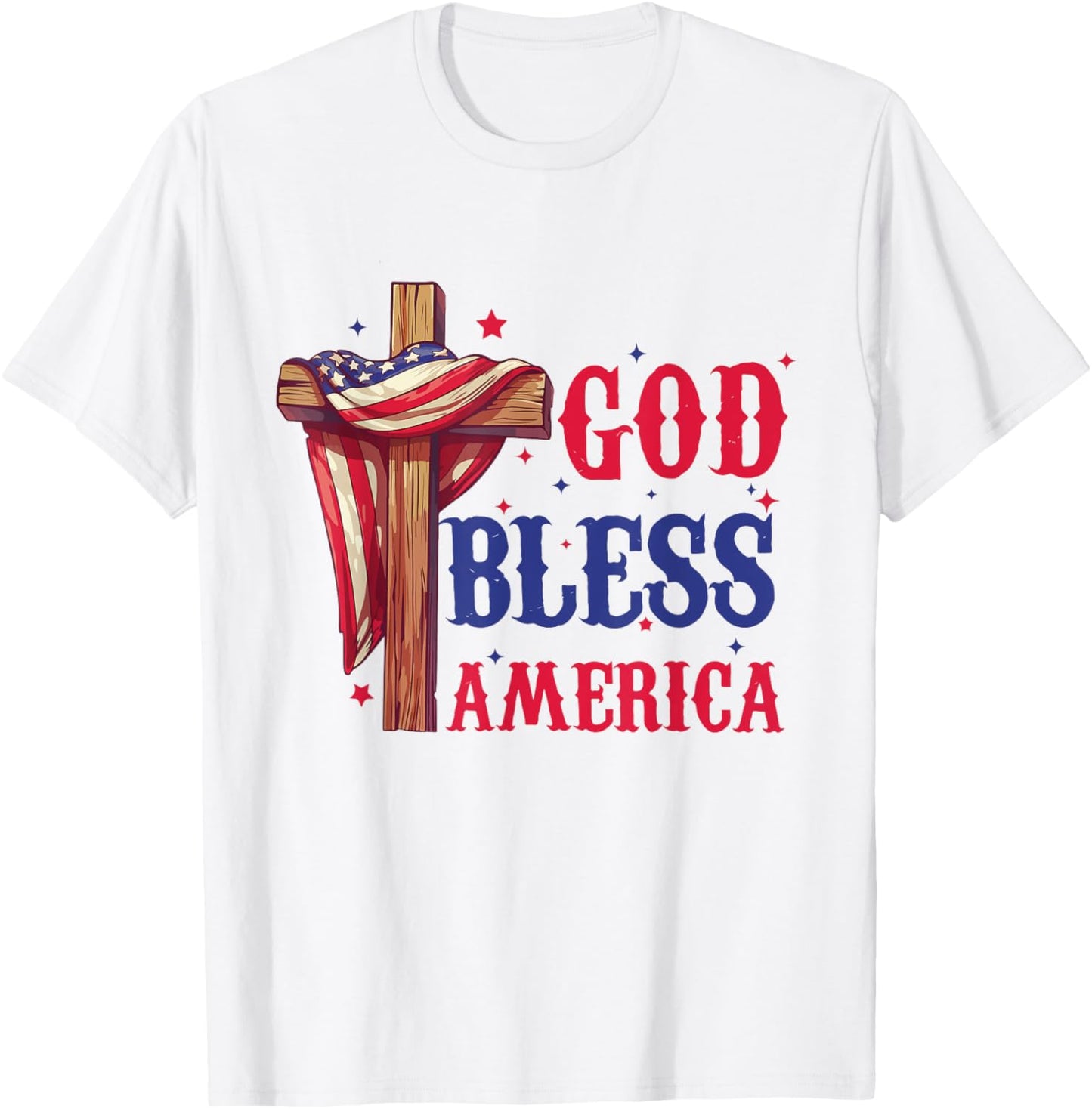 Flag God Bless America Fourth of July Shirt T-Shirt - T-Shirt | White