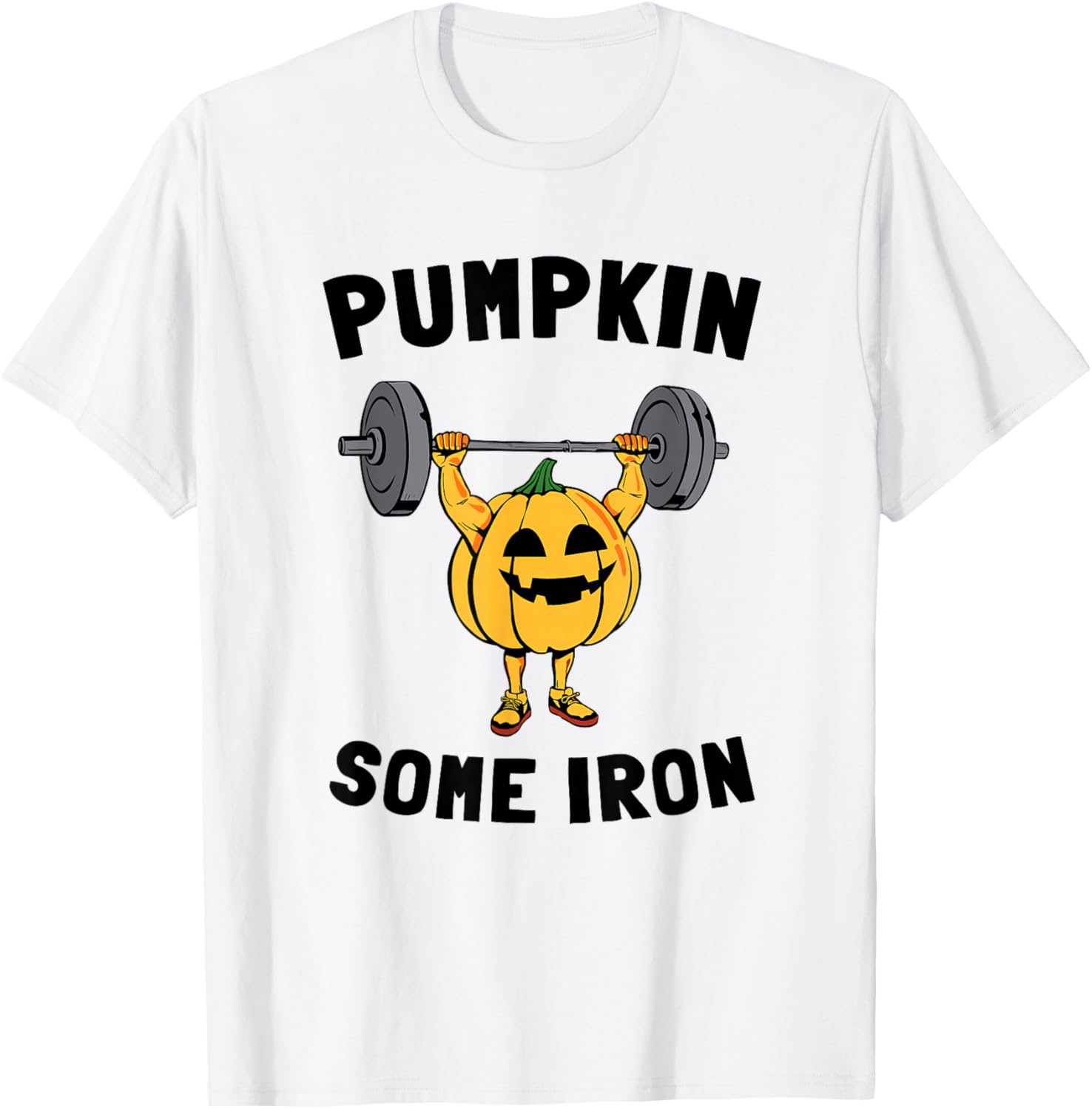 Pumpkin Some Iron Funny Halloween Gym Workout Lifting T-Shirt - T-Shirt | White