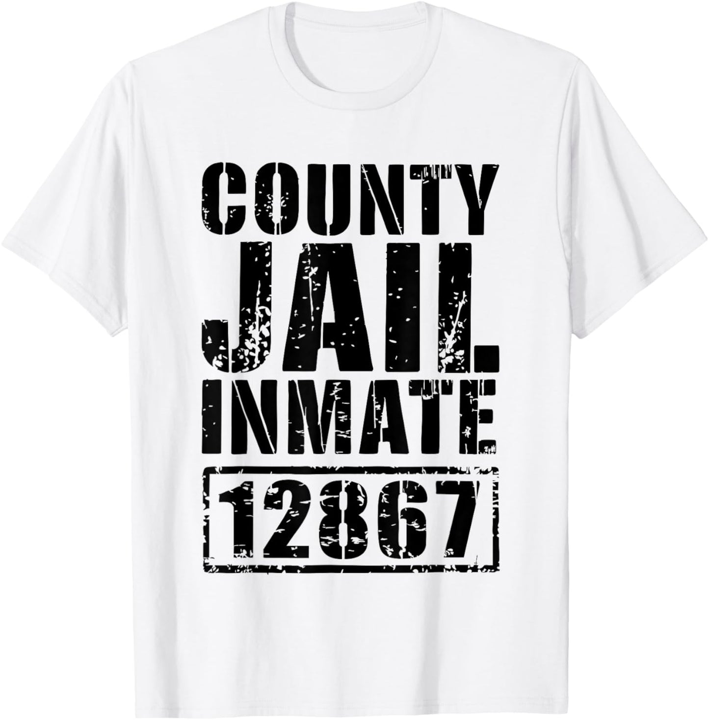 County Jail Inmate Shirt Men Women Kids Prisoner Costume T-Shirt - T-Shirt | White