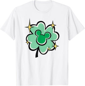 Disney St. Patrick's Day Mickey Mouse Lucky Four-Leaf Clover T-Shirt - T-Shirt | White