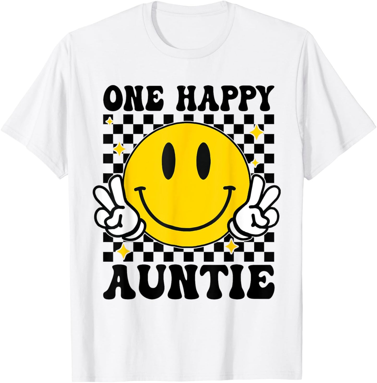 One Happy Dude Auntie happy face 1st Birthday Family T-Shirt - T-Shirt | White