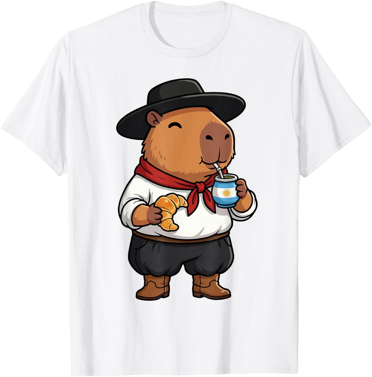 Argentinian Capybara Yerba Mate Argentine Gaucho Capibara T-Shirt - T-Shirt | White