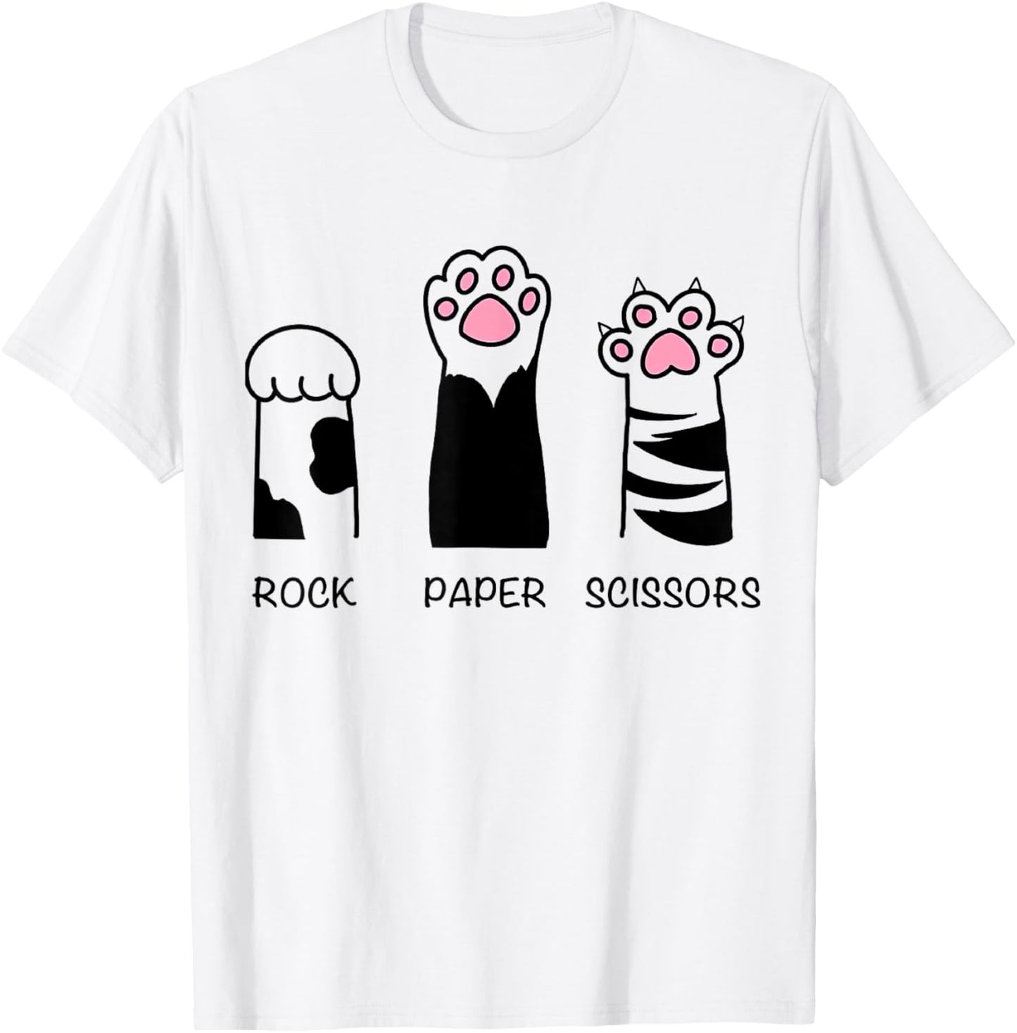 Rock Paper Scissors Cat Paws Cute Kitten Lover Cat T-Shirt - T-Shirt | White