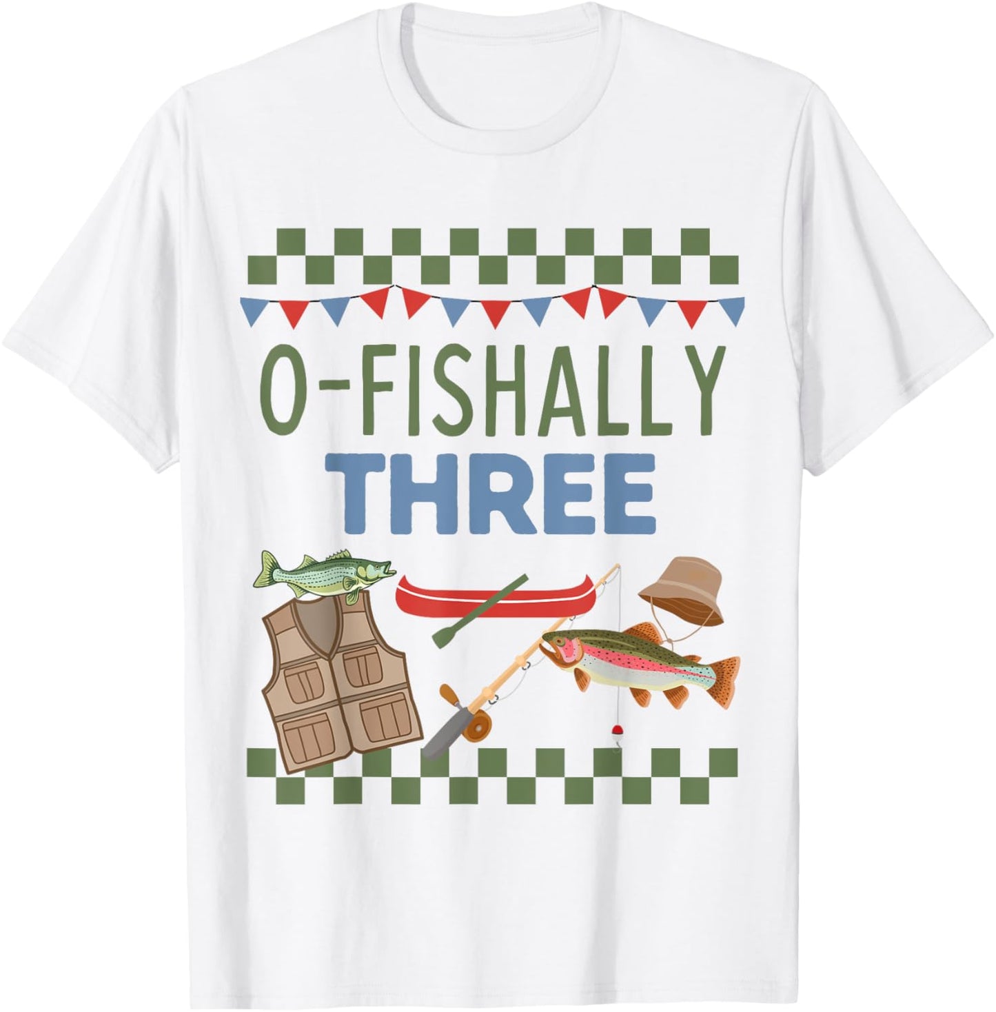 O-Fishally Three Boys Third Birthday Matching Fishing Themed T-Shirt - T-Shirt | White