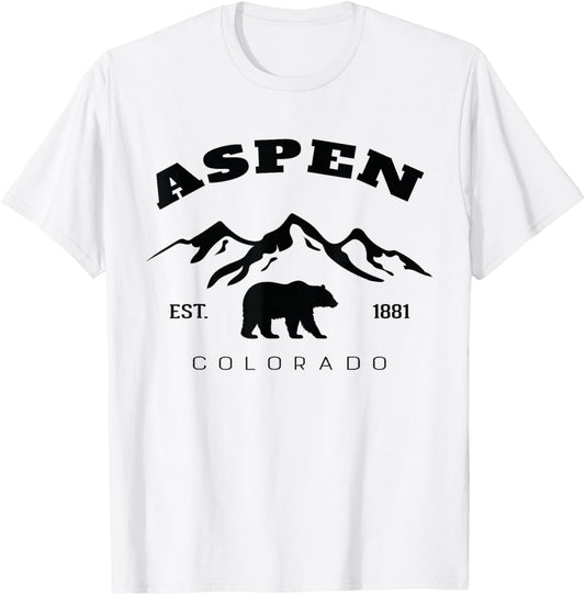 Retro Vintage Aspen Colorado Souvenir kids Hiking Camping T-Shirt - T-Shirt | White