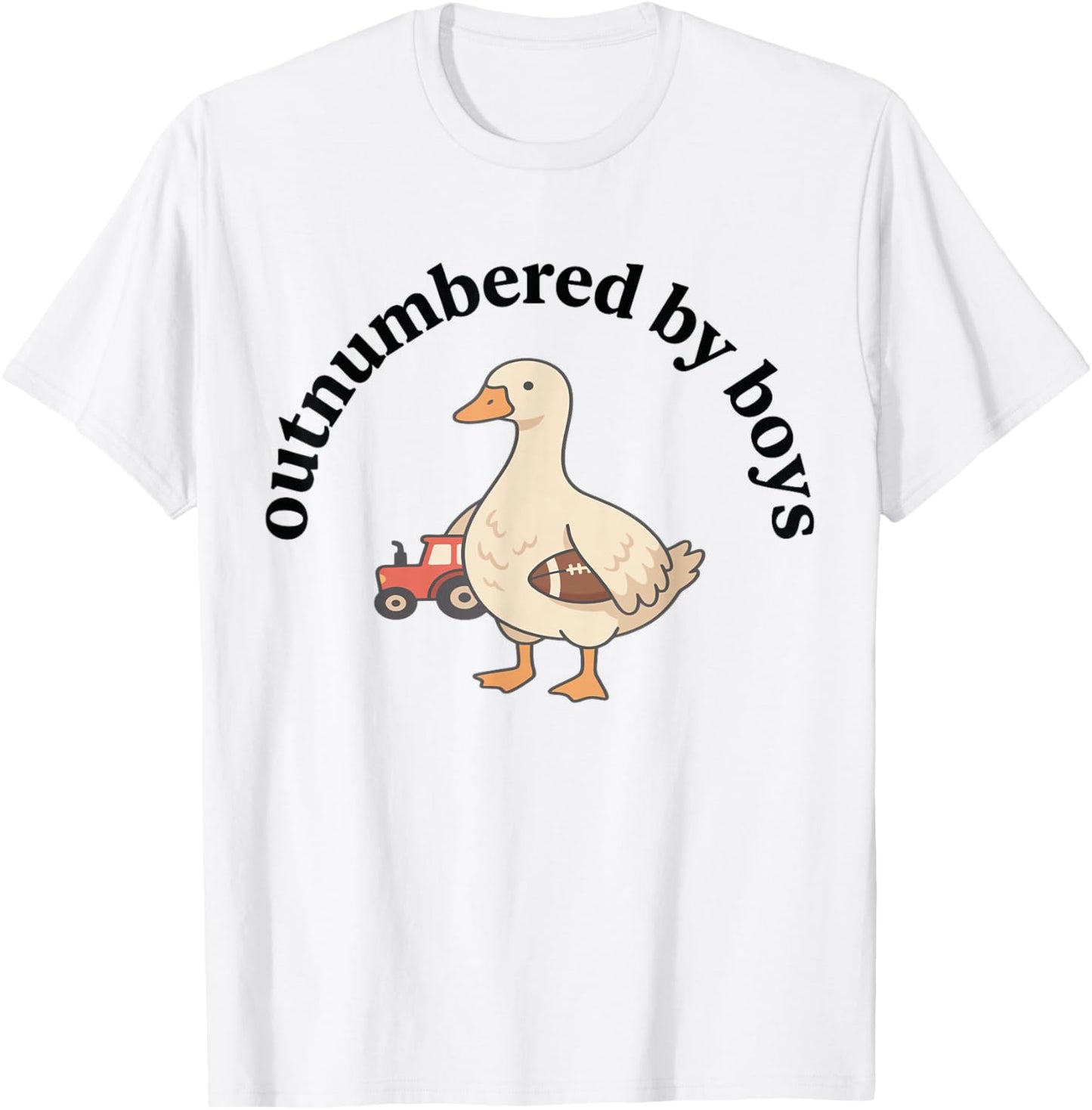Outnumbered By Boys Funny Mom Baseball Goose Mothers Day T-Shirt - T-Shirt | White