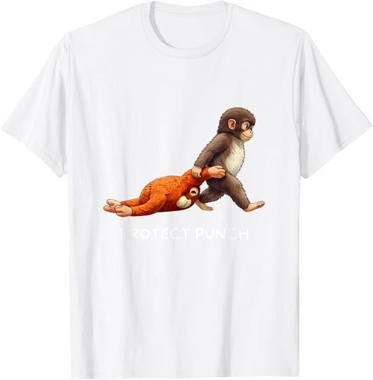 Protect Baby Monkey Punch T-Shirt - T-Shirt | White