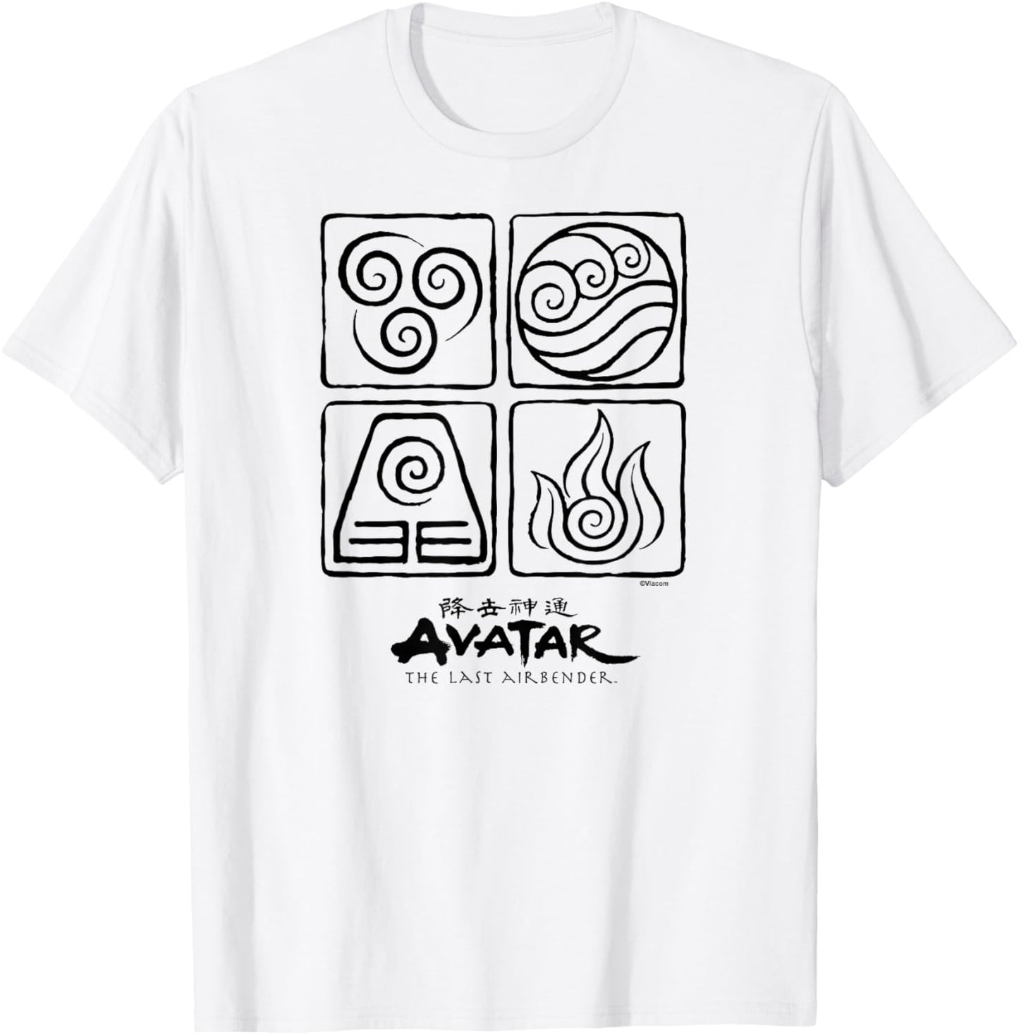 Avatar The Last Airbender - Fire Earth Water Air Elements T-Shirt - T-Shirt | White