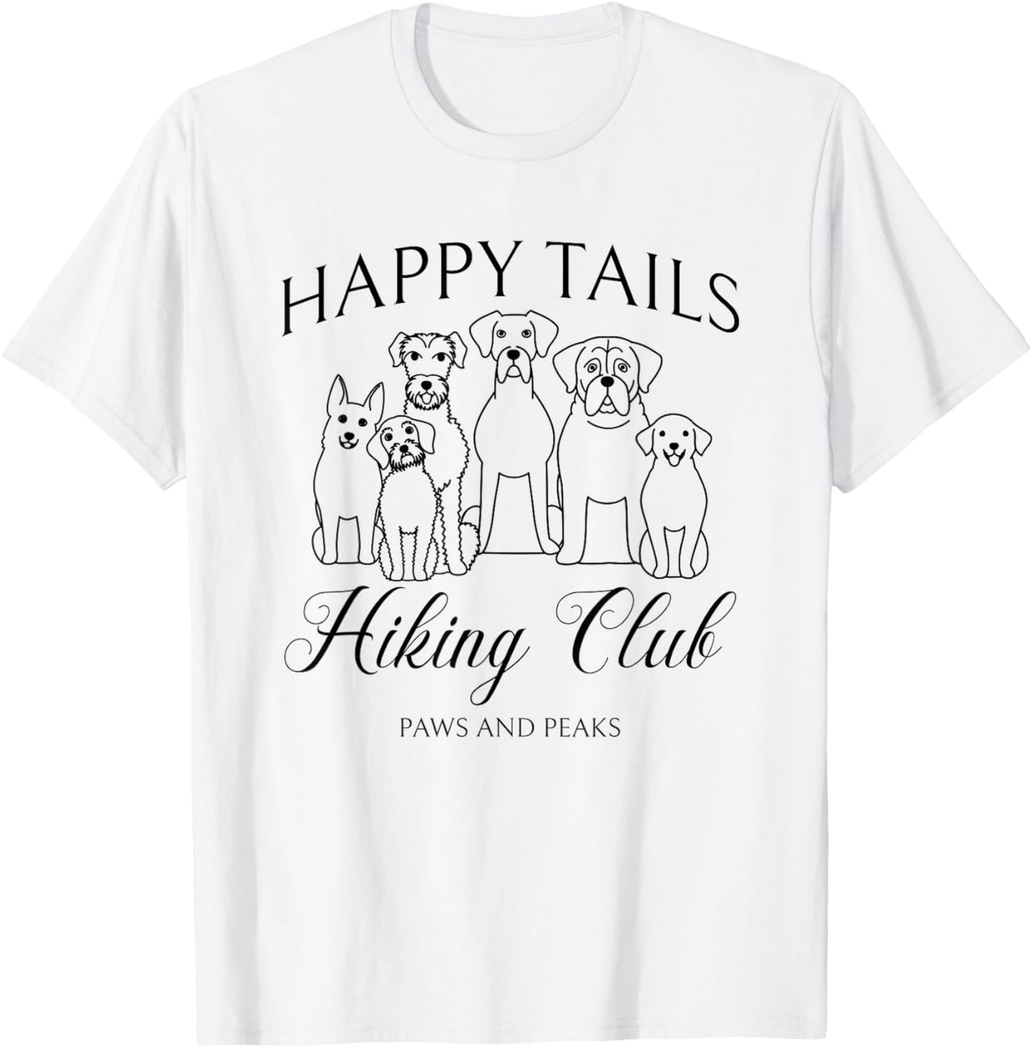 Happy Tails Dog Hiking Club Mountain Adventure Outdoors T-Shirt - T-Shirt | White