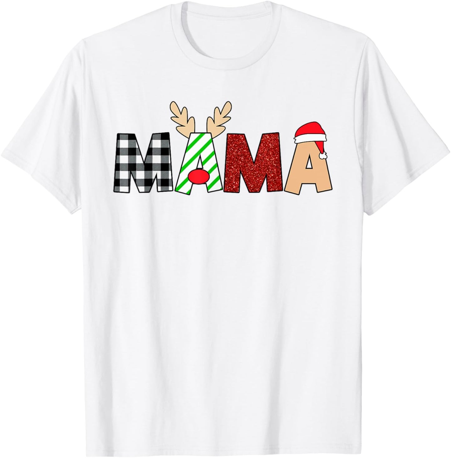 Mama Santa Christmas Family Matching Pajamas Mama Xmas T-Shirt - T-Shirt | White