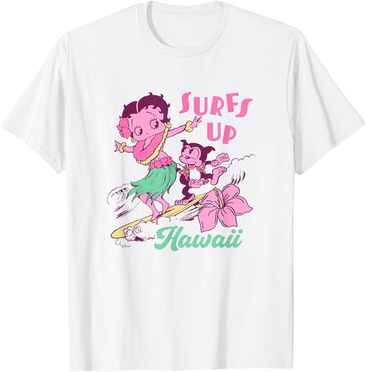 Betty Boop Surfs Up Hawaii Vintage Beach Betty T-Shirt - T-Shirt | White