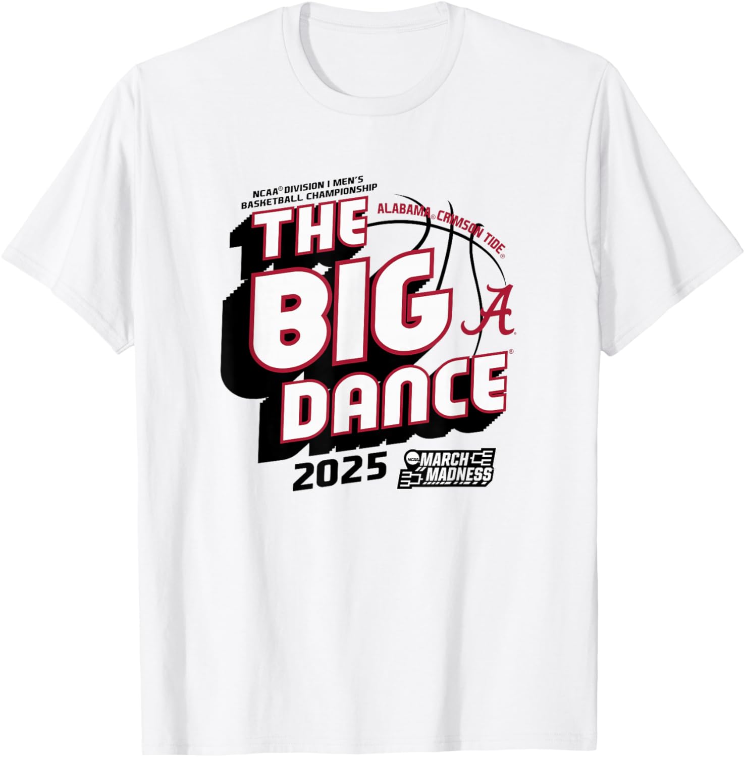 Alabama Crimson Tide March Madness 2025 Men's Basketball T-Shirt - T-Shirt | White