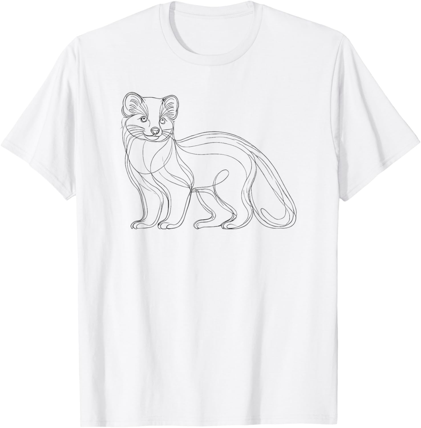 Line Art Pine Marten Pine Martens T-Shirt - T-Shirt | White