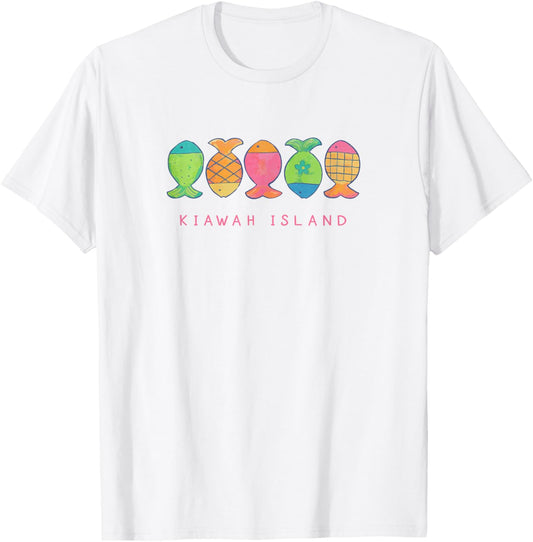 Kiawah Island SC Cute Beachy Fish Art Graphic T-Shirt - T-Shirt | White