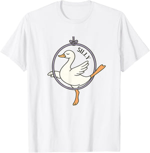 Aerialist Aerial Hoop Silk Silly Goose Funny Circus Artist T-Shirt - T-Shirt | White