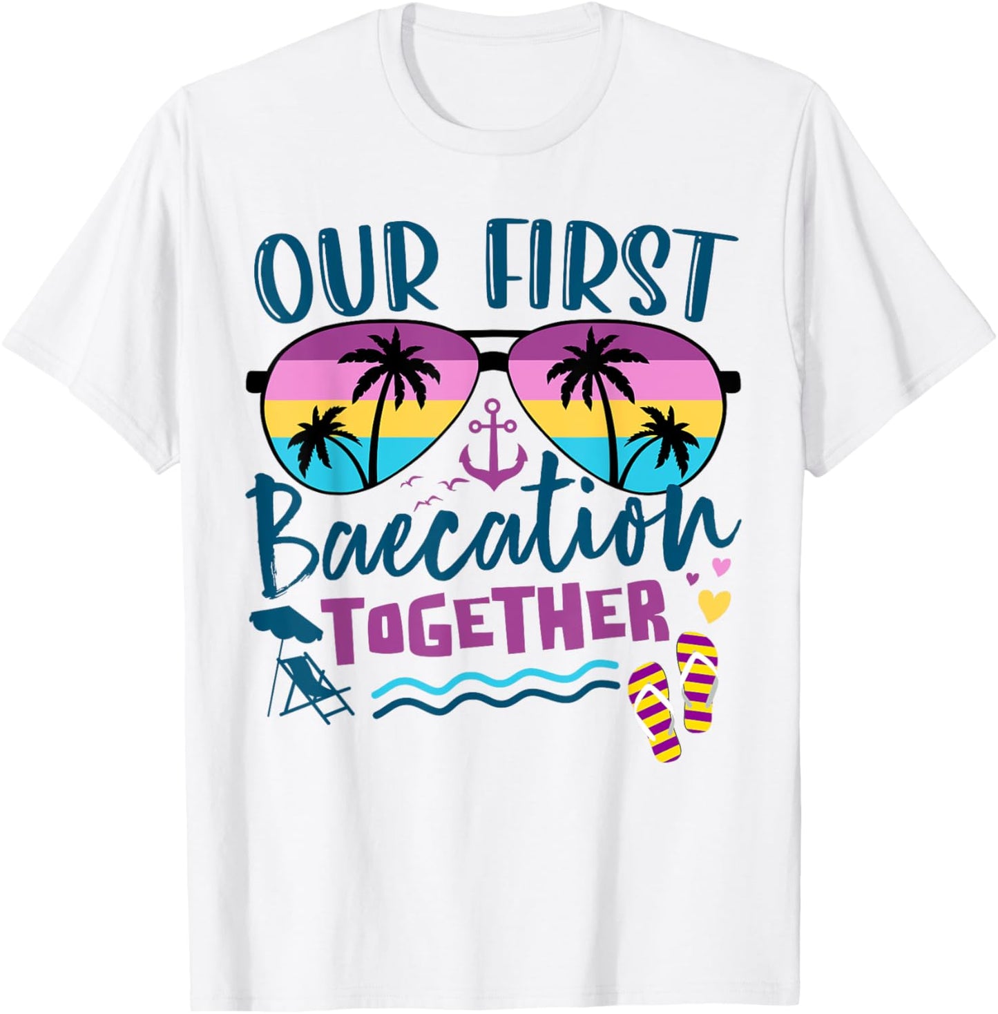 Our First Baecation 2025 Matching Couples Romantic Vacation T-Shirt - T-Shirt | White