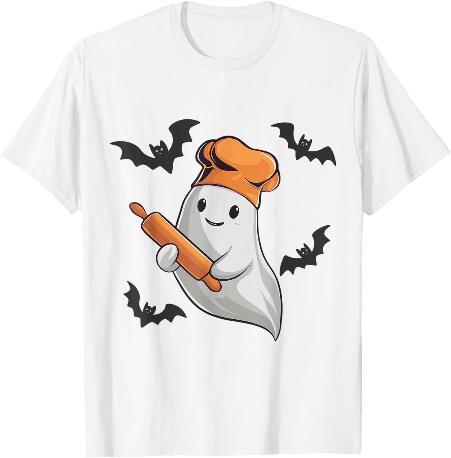 Ghost Baker Spooky Halloween Baking Cake Lover Bakery Team T-Shirt - T-Shirt | White