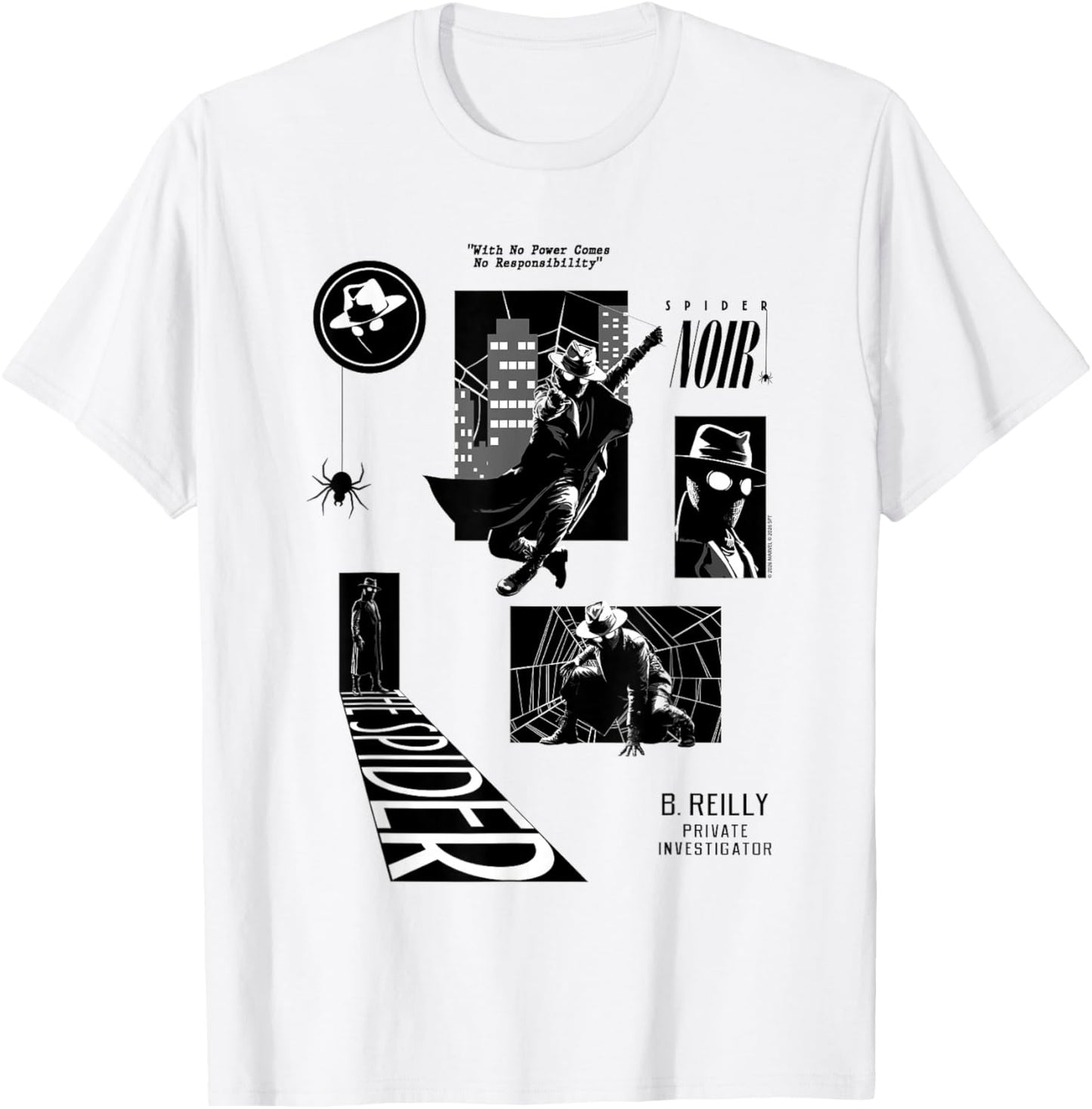 Marvel Spider-Noir Multiple Action Poses T-Shirt - T-Shirt | White