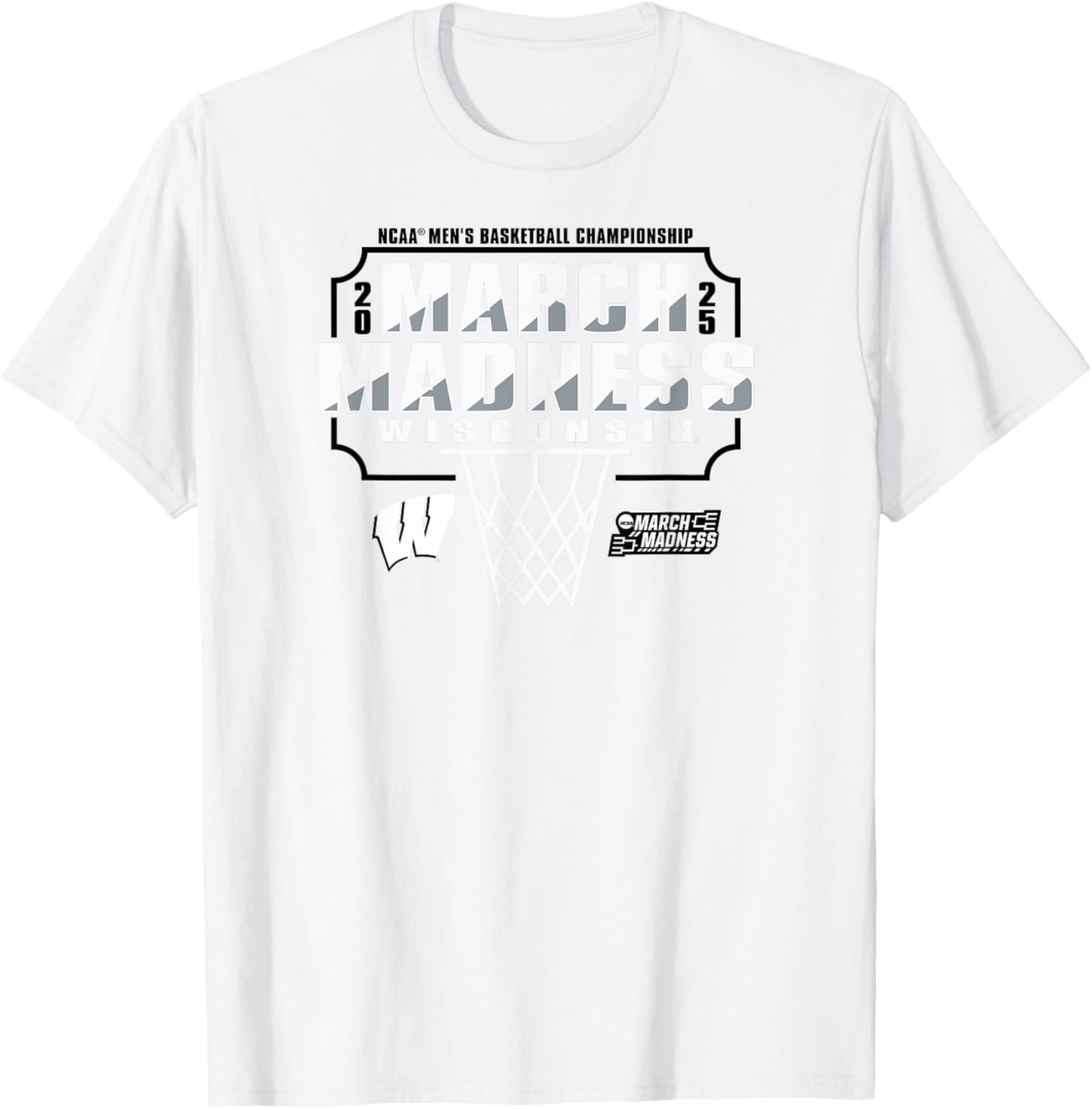 Wisconsin Badgers March Madness 2025 Men's Basketball Red T-Shirt - T-Shirt | White