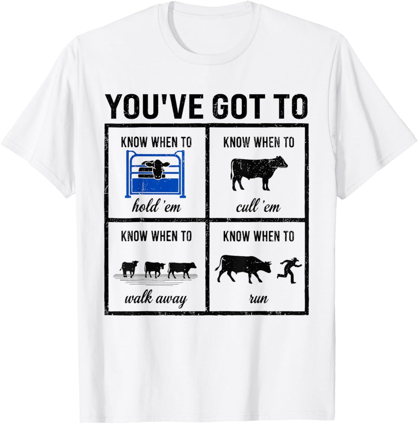 Know When to Hold 'Em Cow Funny Rancher T-Shirt - T-Shirt | White