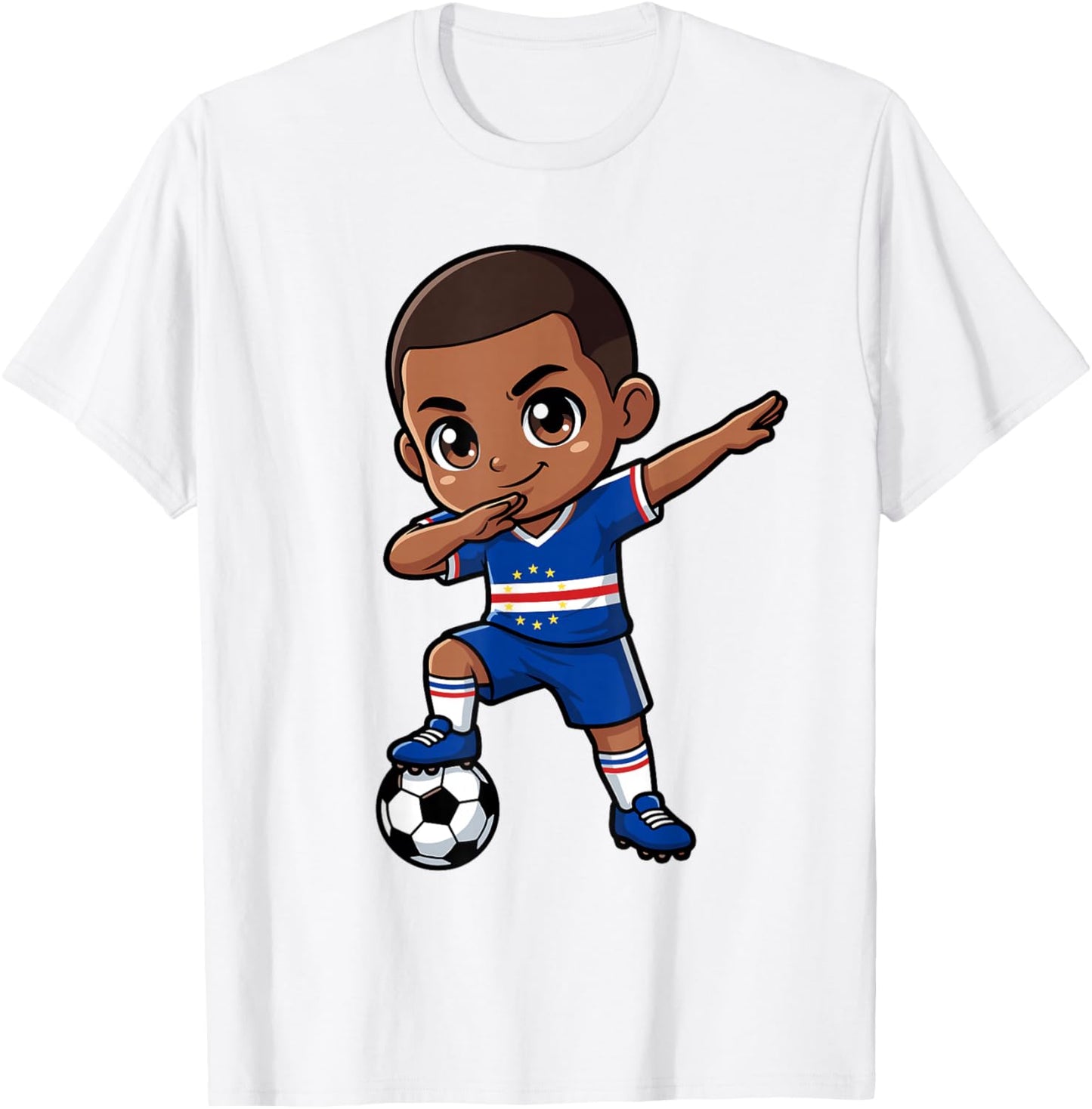 Cape Verde Kid Goal Cartoon Cabo Verde Flag for Kids T-Shirt - T-Shirt | White