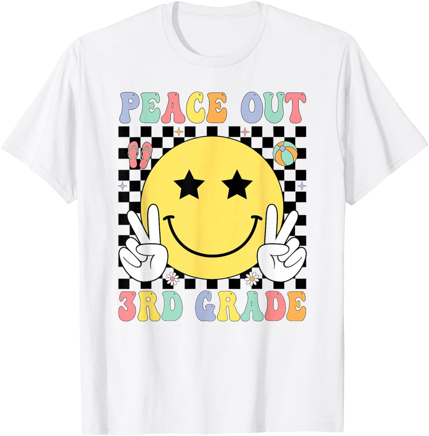 Peace Out 3rd Grade Graduation Last Day School Third Grade T-Shirt - T-Shirt | White