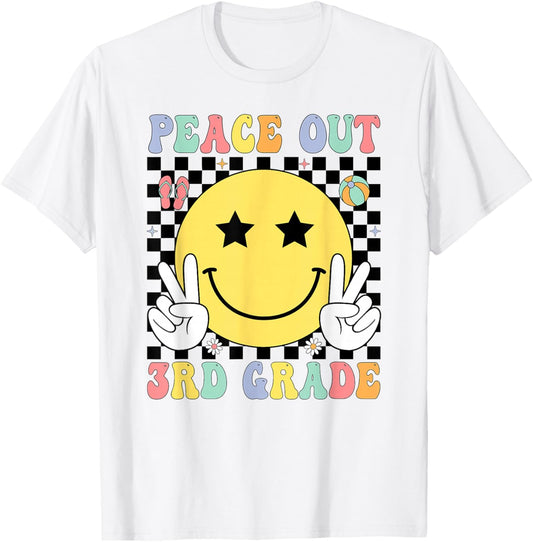 Peace Out 3rd Grade Graduation Last Day School Third Grade T-Shirt - T-Shirt | White