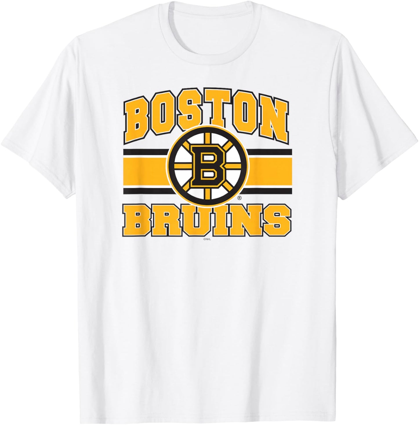 Boston Bruins Stripe Gray Officially Licensed T-Shirt - T-Shirt | White