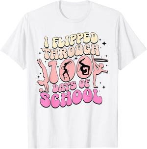 I Flipped Through 100 Days Of School Gymnastics Women Kids T-Shirt - T-Shirt | White