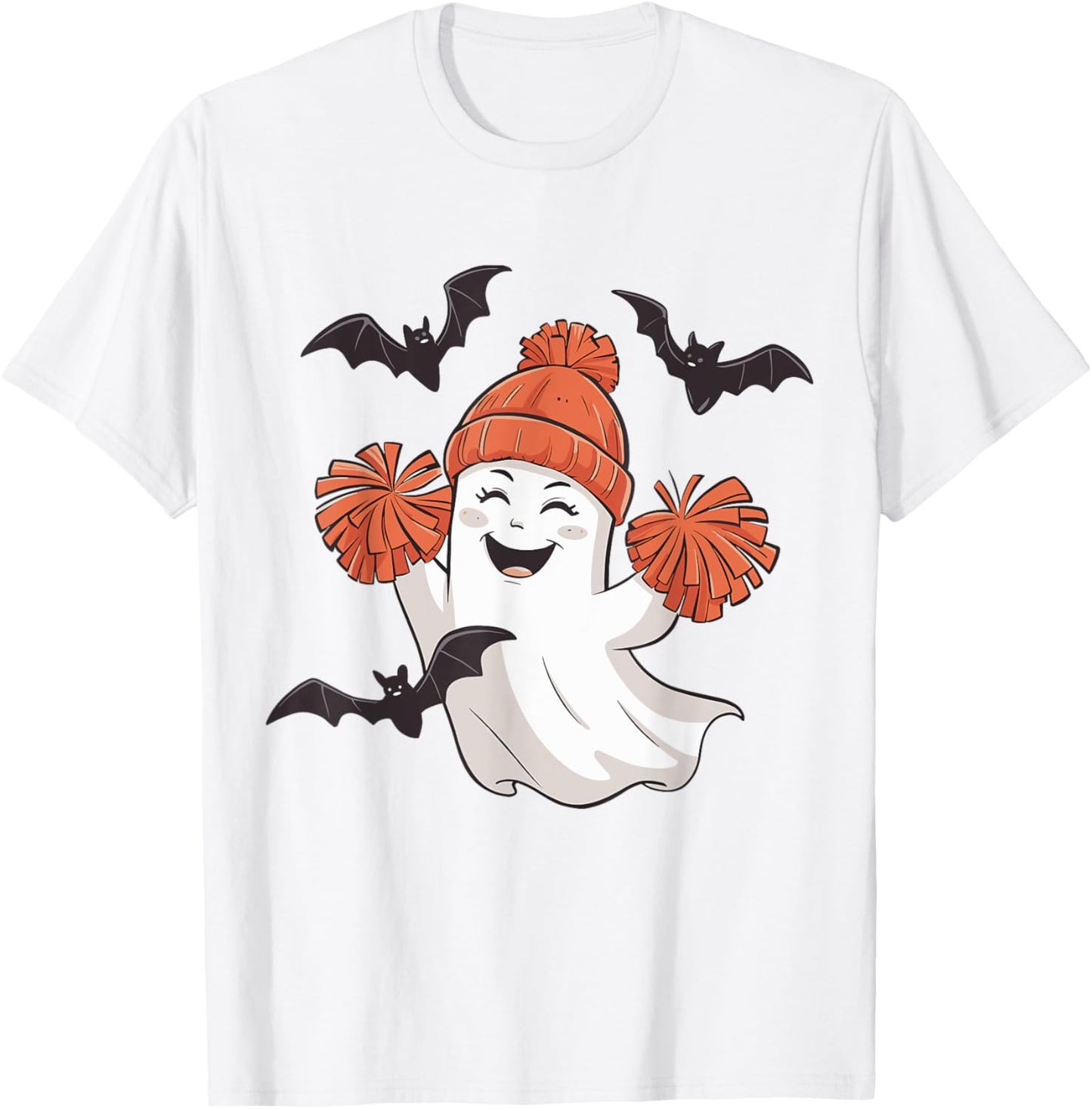 Funny Cheer Ghost Cheerleading Spooky Cheerleader Halloween T-Shirt - T-Shirt | White