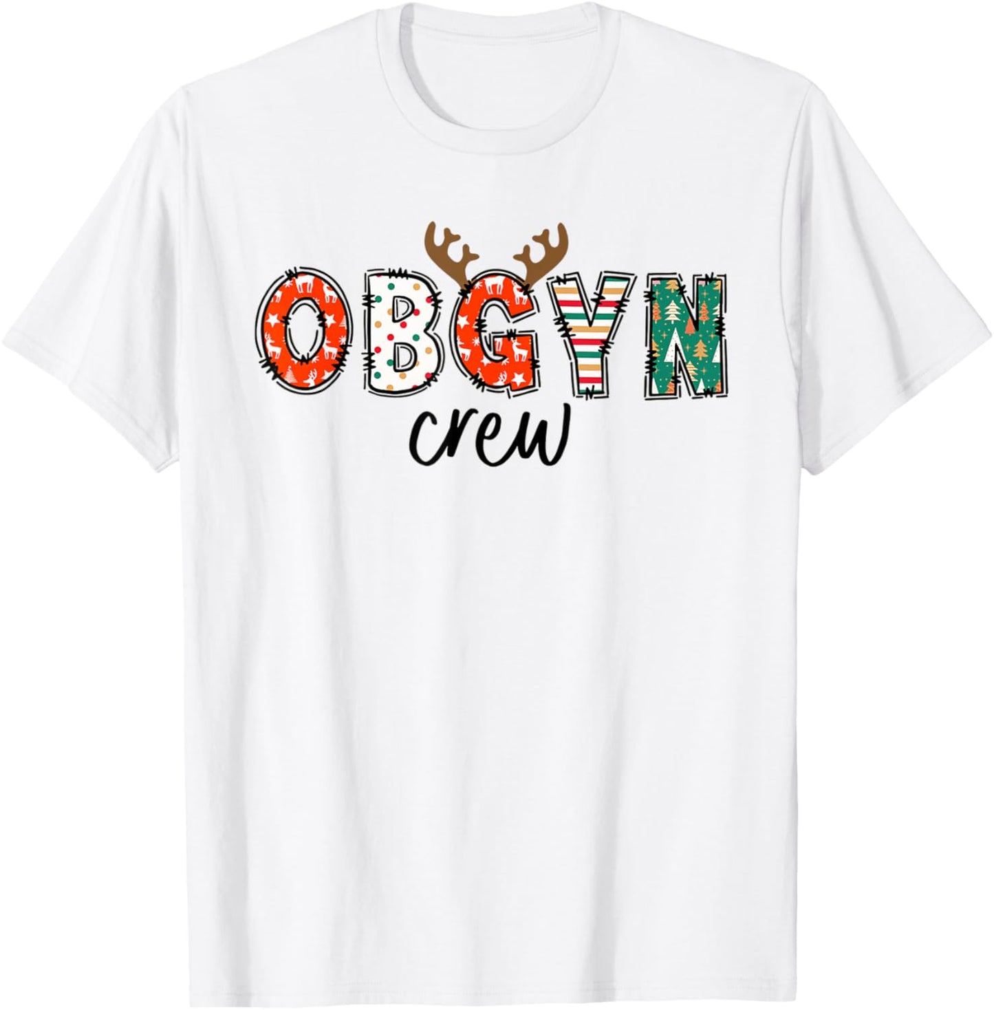 Obgyn Nurse Christmas Reindeer Obstetrics Nurse New Nurse T-Shirt - T-Shirt | White