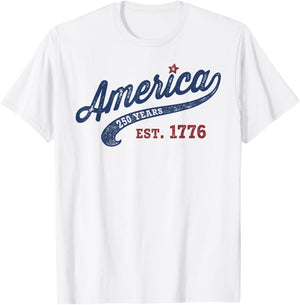 America 250 Years Est 1776 T-Shirt - T-Shirt | White