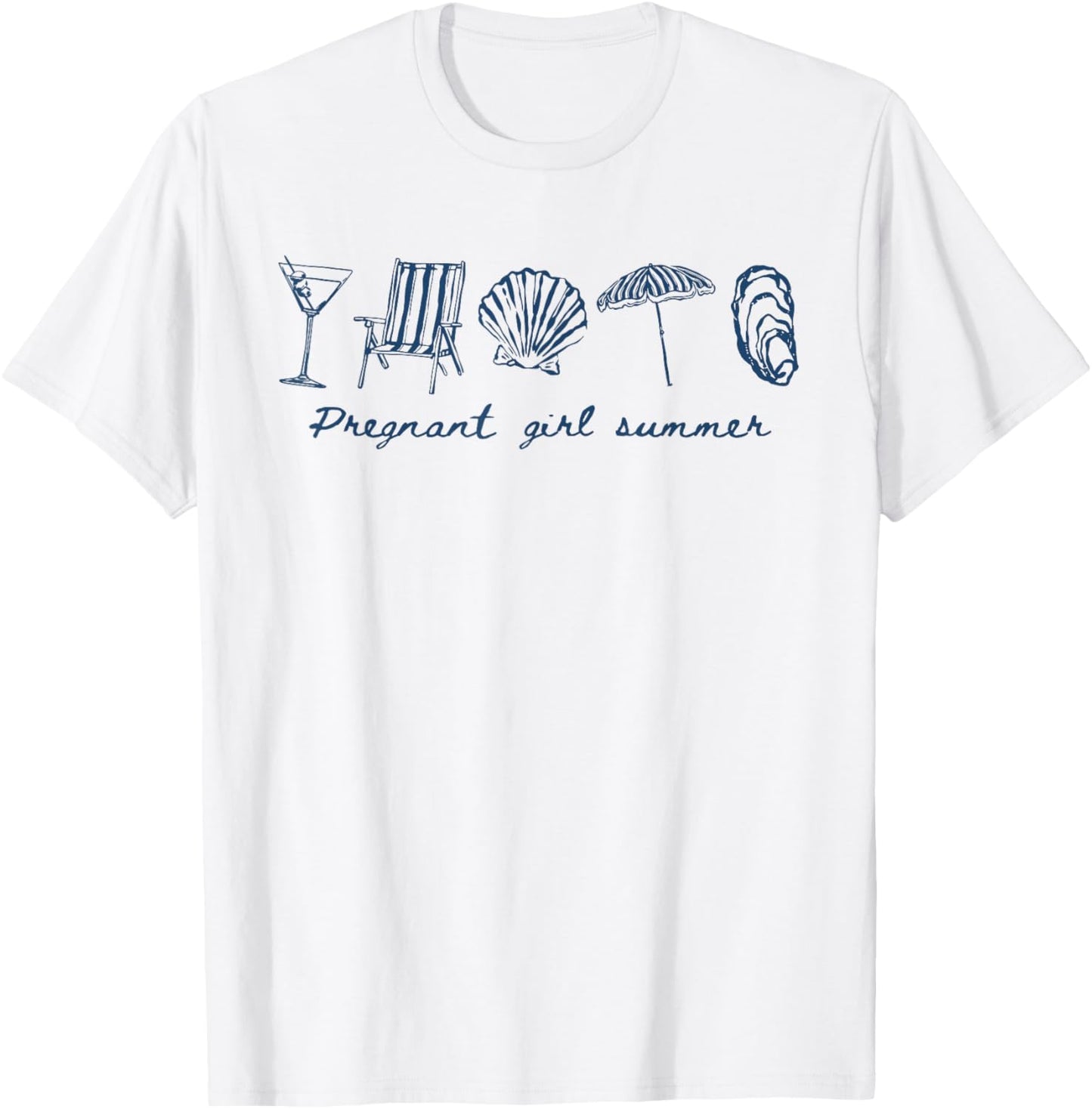 Pregnant Girl Summer Seashell Hawaii Beach Vacation New Mom T-Shirt - T-Shirt | White