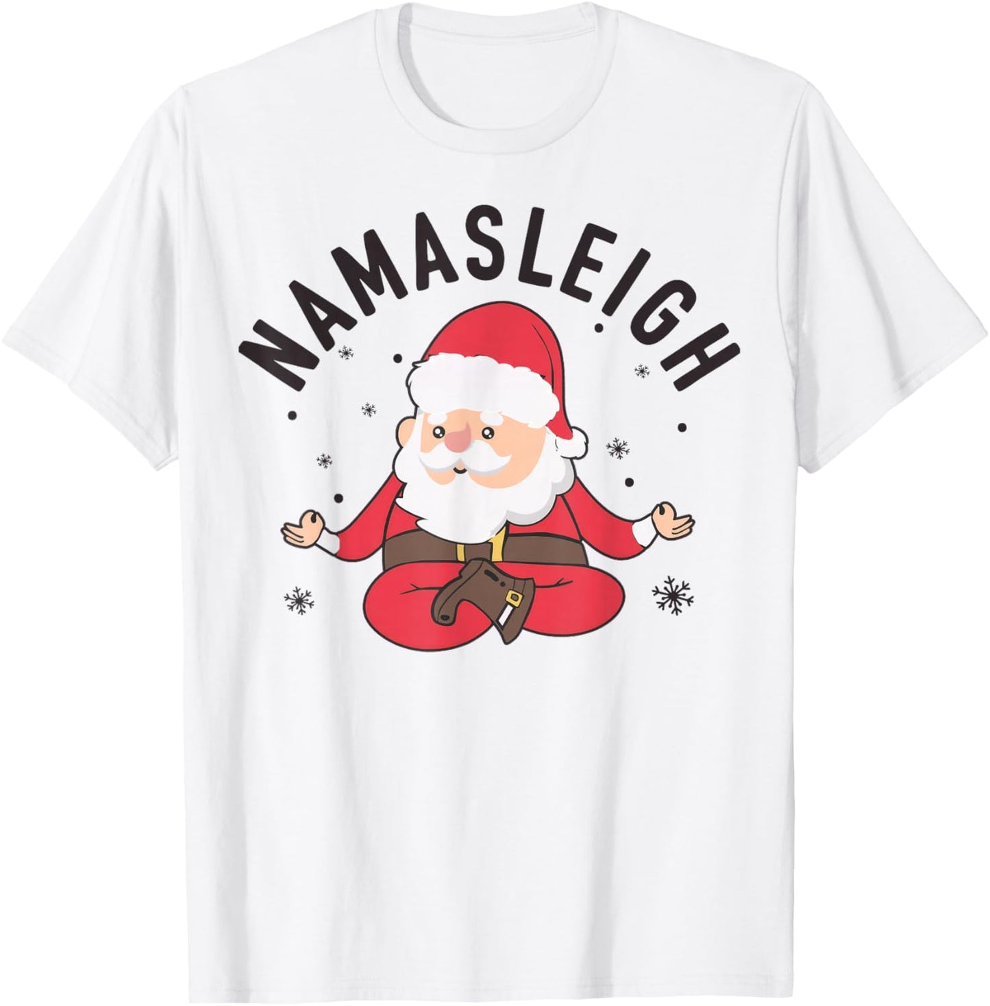 Santa Namasleigh Funny Santa Namaste Christmas Santa Yoga T-Shirt - T-Shirt | White