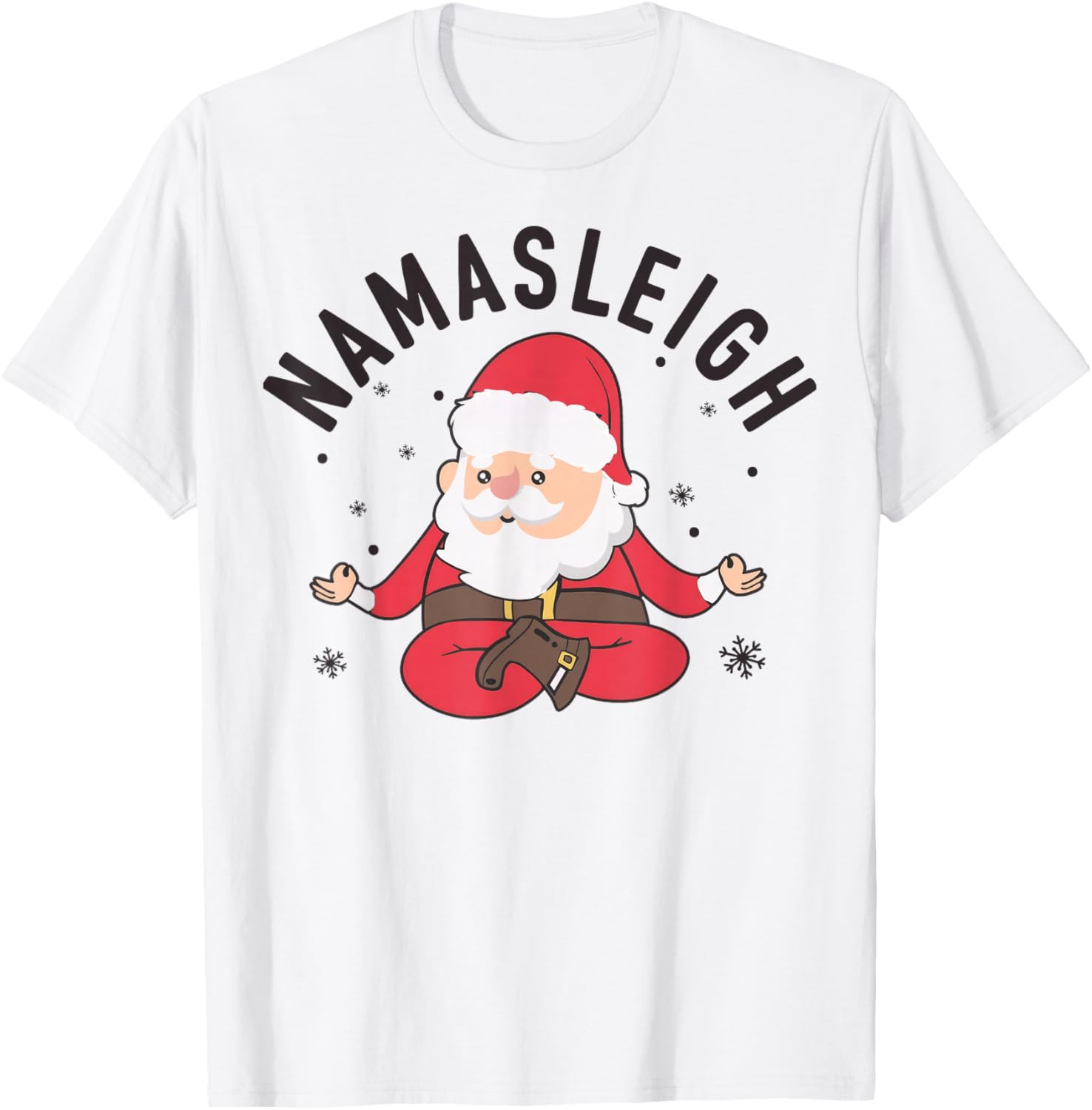 Santa Namasleigh Funny Santa Namaste Christmas Santa Yoga T-Shirt - T-Shirt | White
