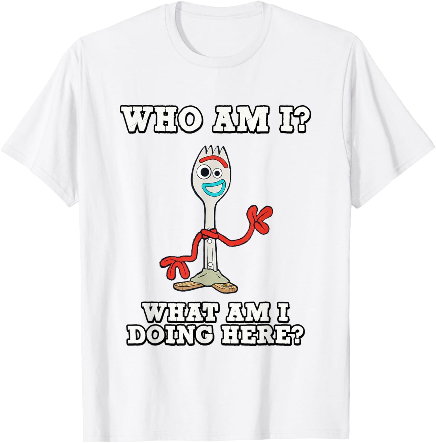 Disney Pixar Toy Story 4 Who Am I? Forky Portrait T-Shirt - T-Shirt | White