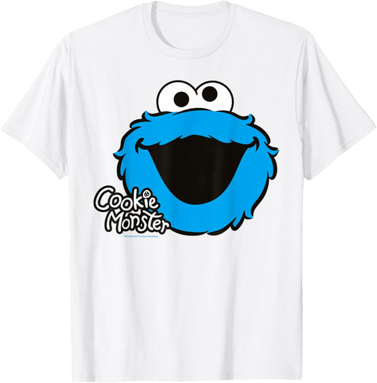 Sesame Street Cookie Monster Big Face Cookies Classic Pose T-Shirt - T-Shirt | White