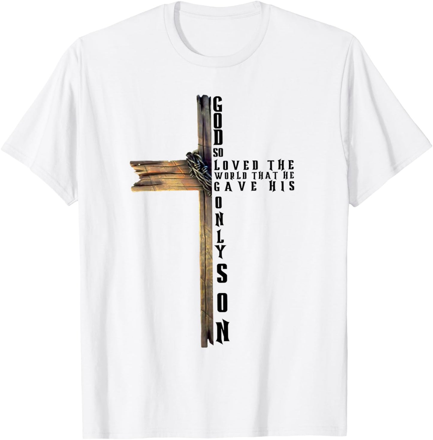 John 3:16 Christian Cross Bible T-Shirt - T-Shirt | White