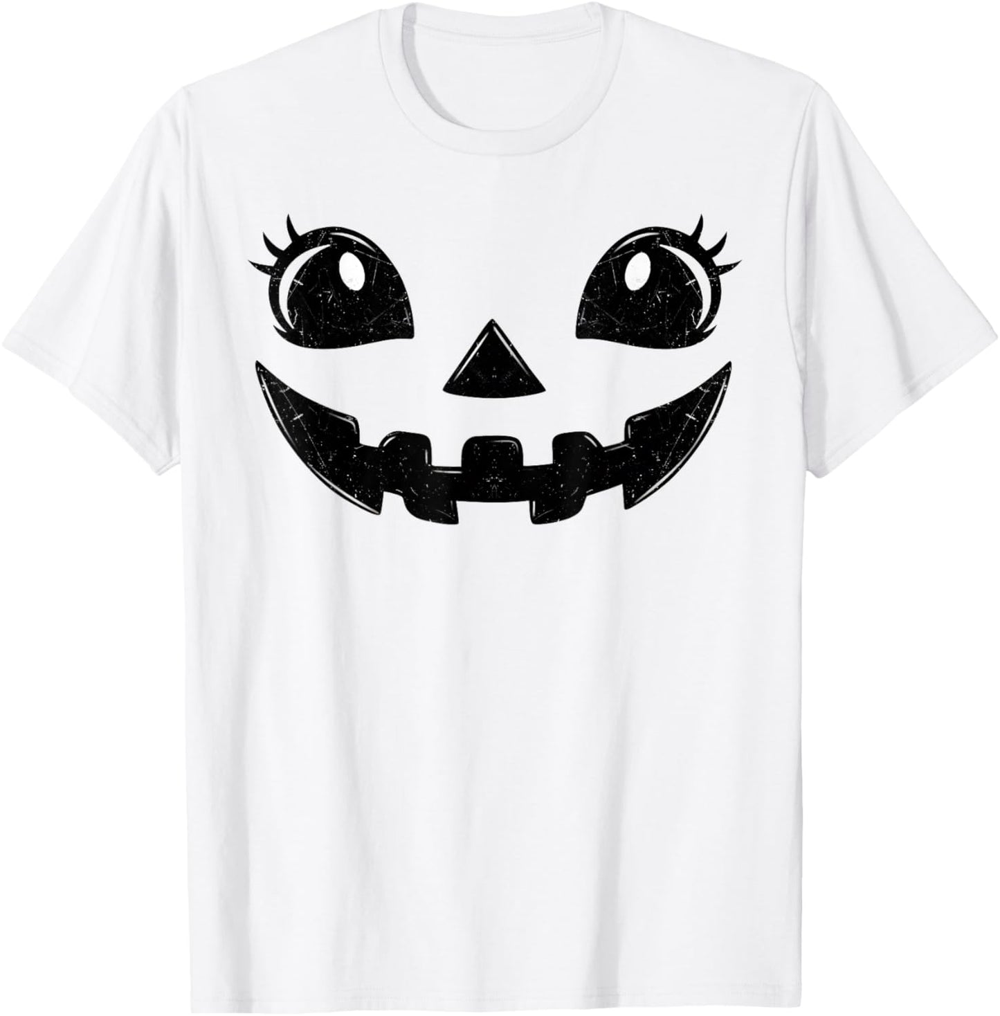 Jack O Lantern Face Pumpkin Eyelashes Hallowen Costume Funny T-Shirt - T-Shirt | White