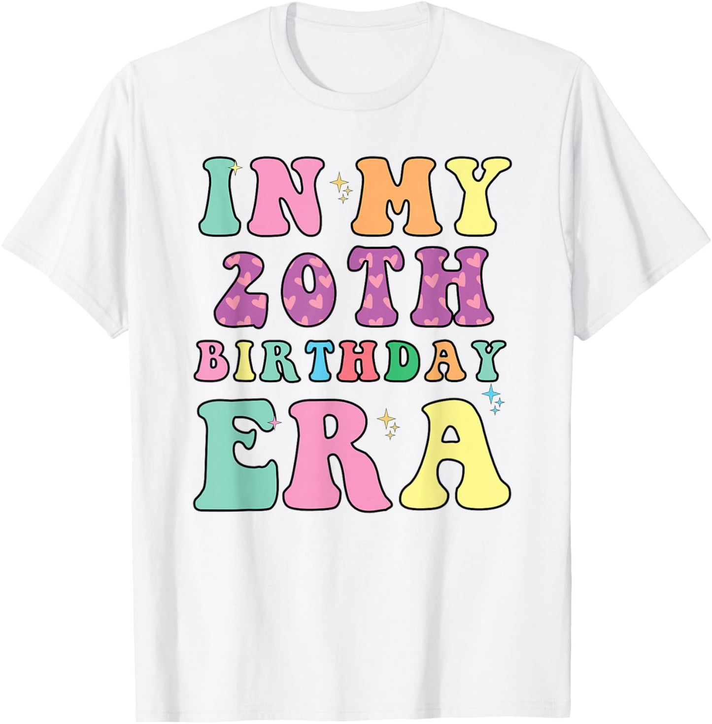 In My 20th Birthday Era Groovy Retro 20 Years Old Birthday T-Shirt - T-Shirt | White