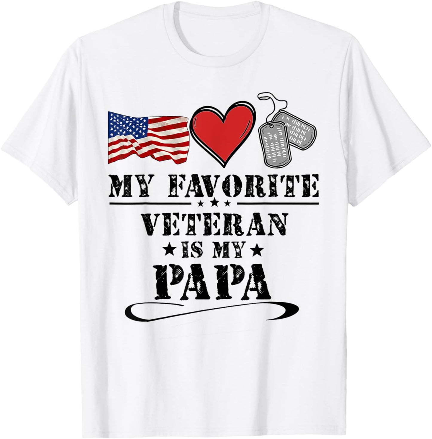 My Favorite Veteran Is My Papa Father Veterans Day Kids T-Shirt - T-Shirt | White